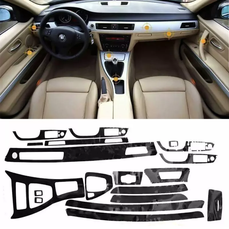 For BMW 3 Series E90 05-12 Car Interior 1 Set Car Decoration Decal Stickers Left-handed Driving 100% Brand New
