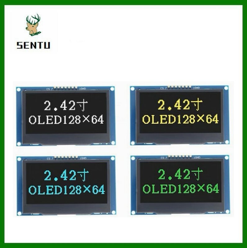 Módulo de exibição LCD OLED, interface serial para arduino UNO R3 C51, SSD1309, 12864, 7 pinos, SPI, IIC, I2C, 2,4 ", 2,42", 128x64