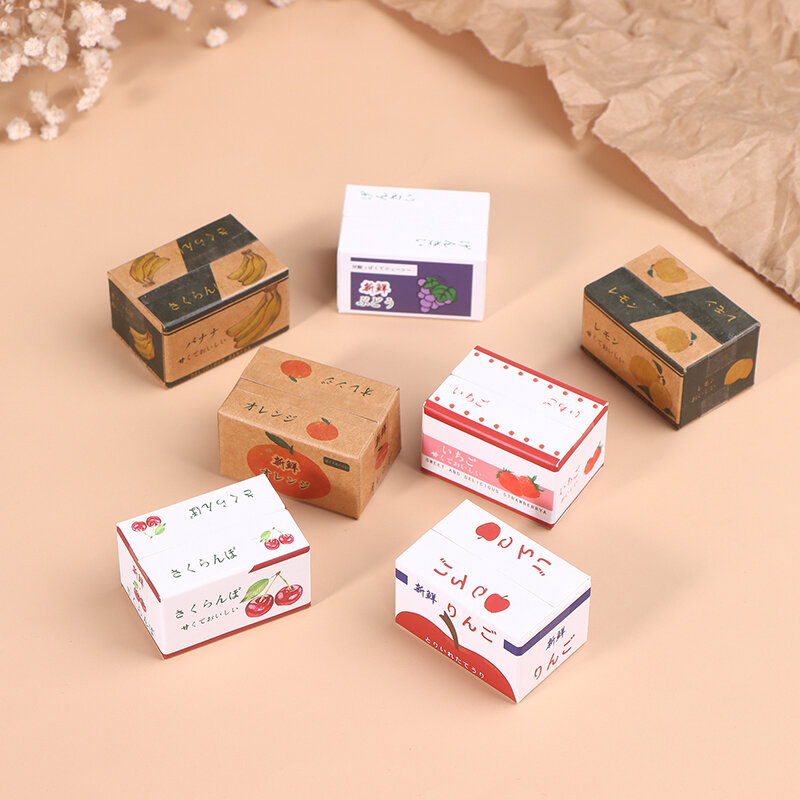 Paper Boxes for Dollhouse Decoration, Mini Simulation Fruit Box, Scene Toys Acessórios, Model Dolls, 1:12