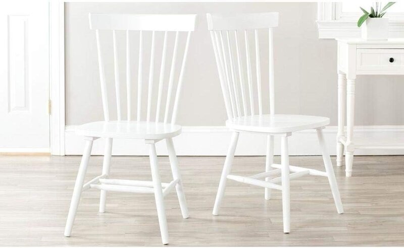 كرسي جانبي أبيض للمزرعة الريفية ، رغوة ، مجموعة من 2