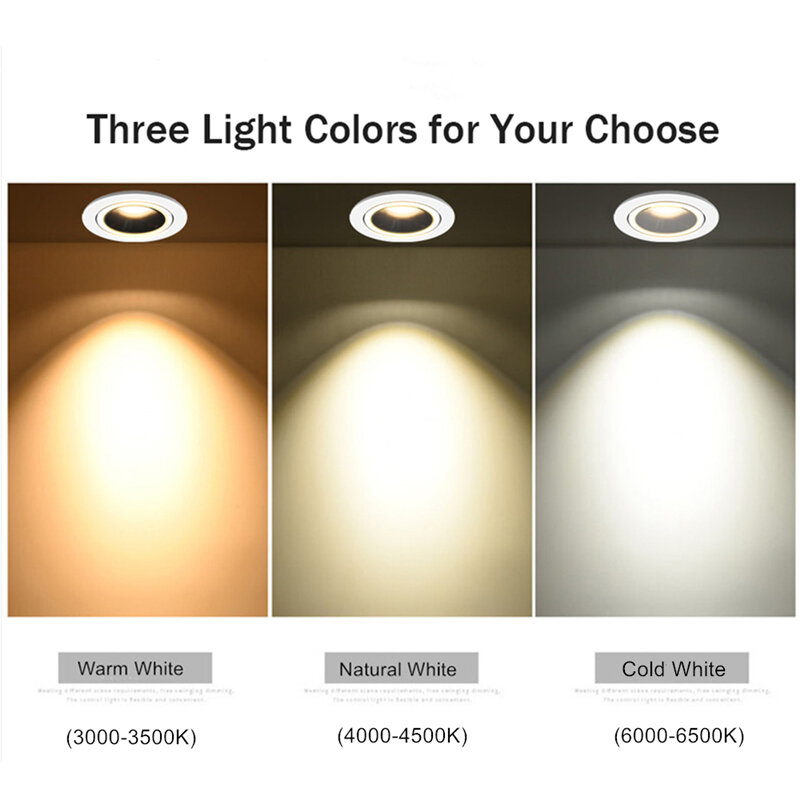 Foco LED COB regulable para techo, lámpara de techo AC85-265V, 5W, 7W, 9W, 12W, 15W, 18 luces empotradas de pared, panel de luz led redondo