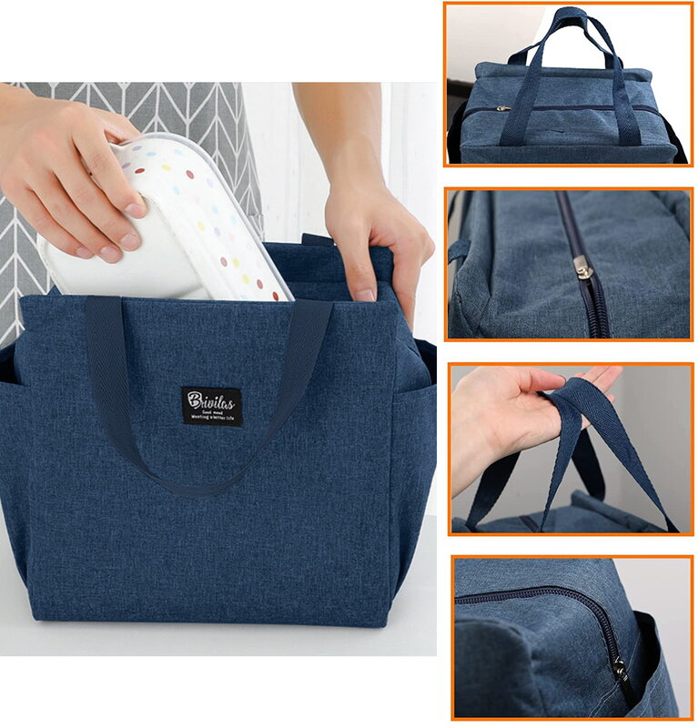 Lunch Carry Bag Insulated Thermal Portable Bags Large Capacity Teamlogo Print Lunch Picnic Dinner Cooler Food Canvas Handbags