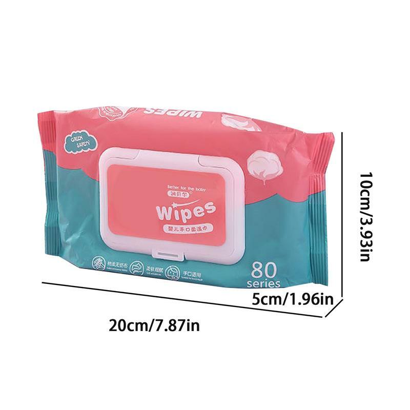 80pcs Cleaning Hands Wipes Soft For Toddler Wet Wipes Bag Flipp Cover Tissue Box Useful Baby Stroller Purified Water Wipes