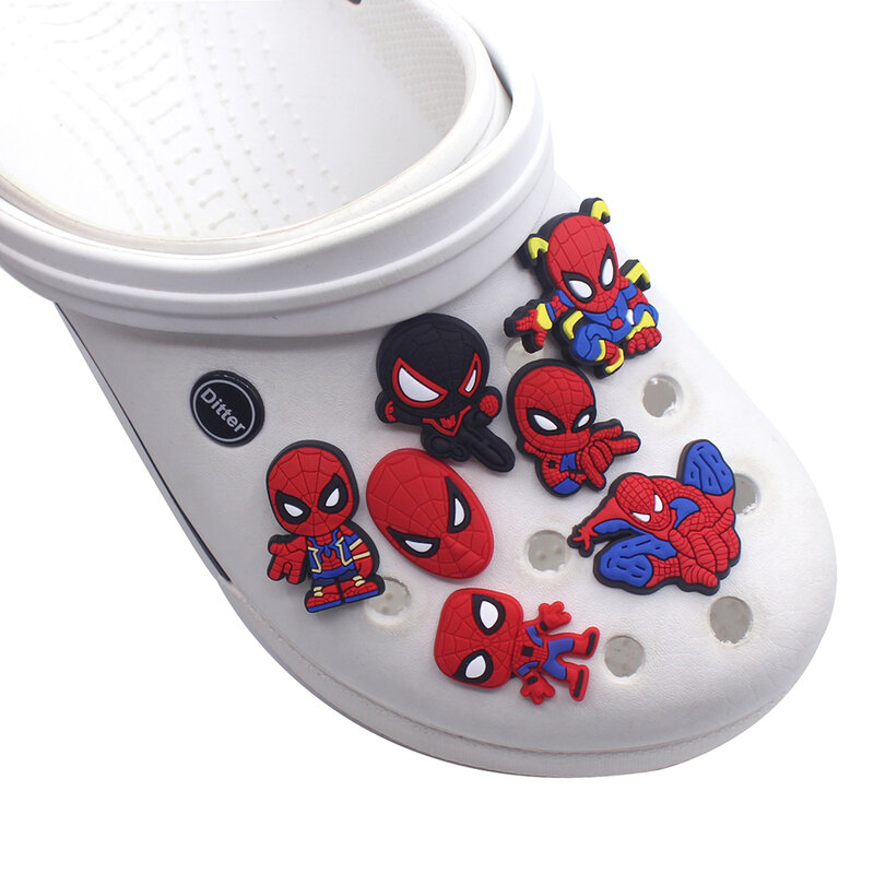 スパイダーマンシューズのチャームフィギュア,スパイダーマンの靴のアクセサリー,漫画のお土産,子供のギフトの装飾,1個
