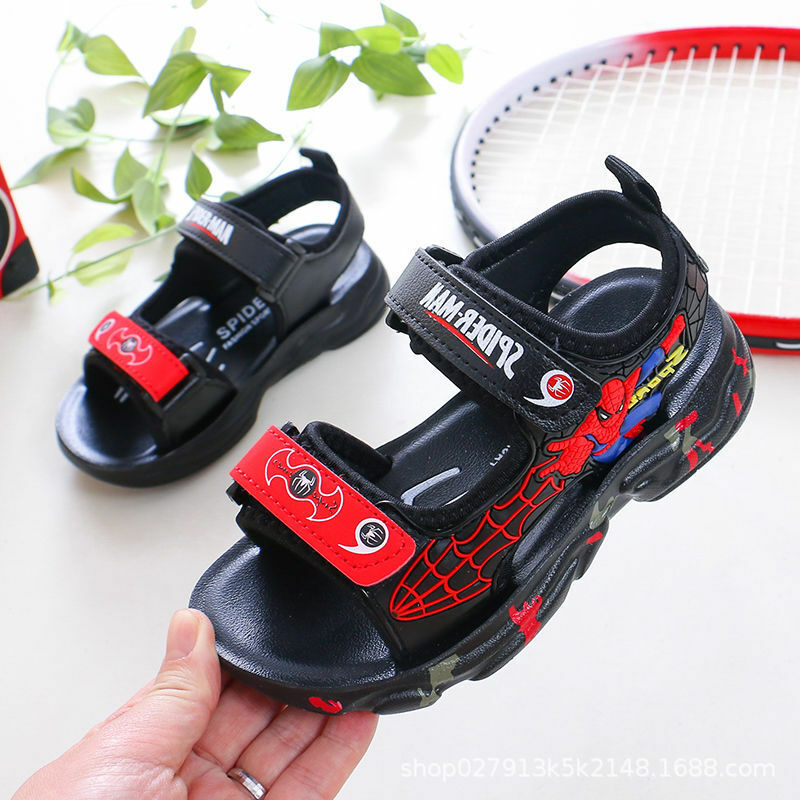 Spiderman antiderrapante sandálias de verão para o bebê menina e menino, sapatos de praia do estudante para meninos e meninas, tamanho 21 a 40