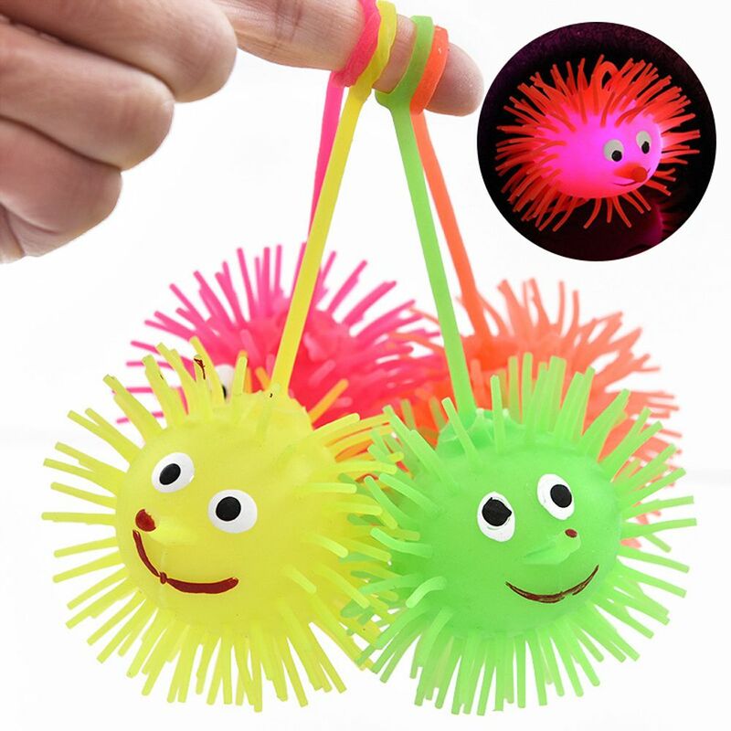 Anti Stress Kids Gifts Baby Elastic Toy Glowing Hair Flash Ball Elastic Glow Hair Ball Vent Ball LED Light Up Toy