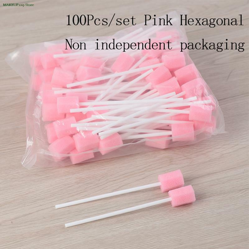 100pcs 11.6cm Disposable Oral Care Sponge Swab Tooth Cleaning Mouth Swabs With Stick