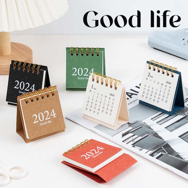Mini Calendario de escritorio portátil, decoración creativa de notas, pequeño y fresco, planificador mensual, suministros para estudiantes, 2024