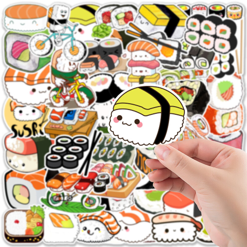 10/30/50Pcs Cartoon Sushi adesivi decorativi estetici impermeabili bambini giocattolo bagaglio tazza Laptop telefono chitarra Scrapbook Sticker