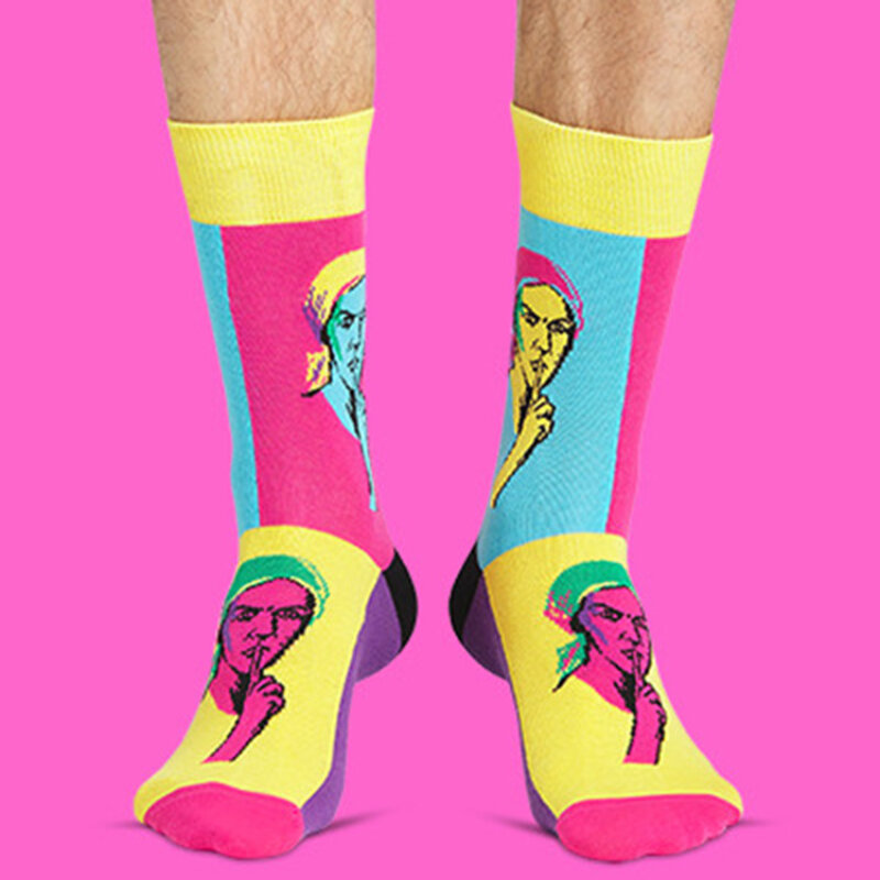 New creative oil painting style art fashion socks, European and American street skateboards, mid-tube lovers cotton socks