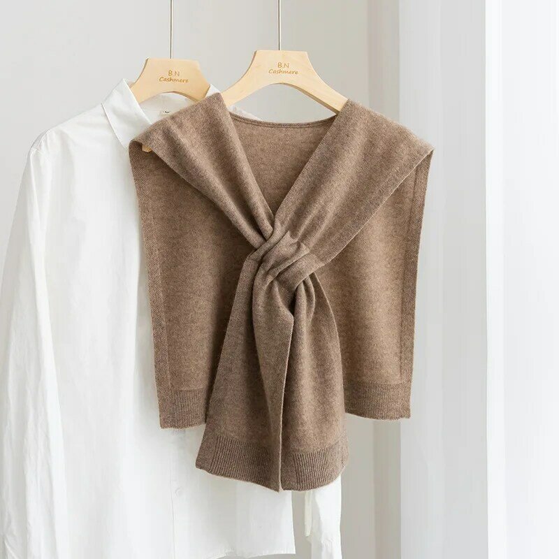 High Quality Cashmere Women's Shawl Spring And Autumn New Women's Solid Color Knitting Outdoor Guarantee High-End Cross Shoulder