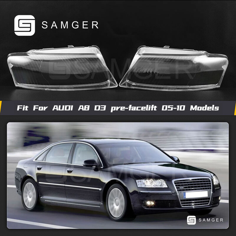 1Pair Car Front Headlight Cover For Audi A8 D3 2002-2009 Transparent Headlamp Shell Car Glass Headlamp Lampshade