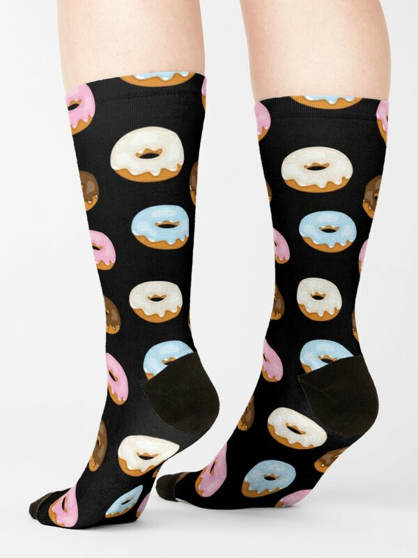 Глазурованные пончики на черных носках, модные носки для регби, роскошные женские носки, мужские