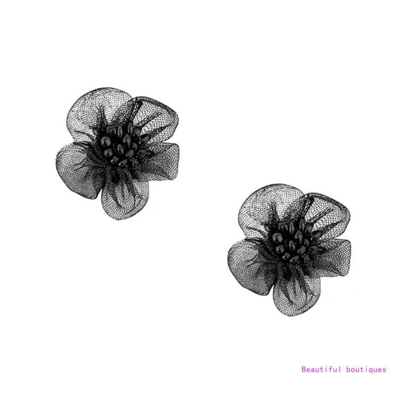 Opvallende stoffen oorbellen Rose Flower Dangle Oorbellen Bloemenfeesten Sieraden DropShip