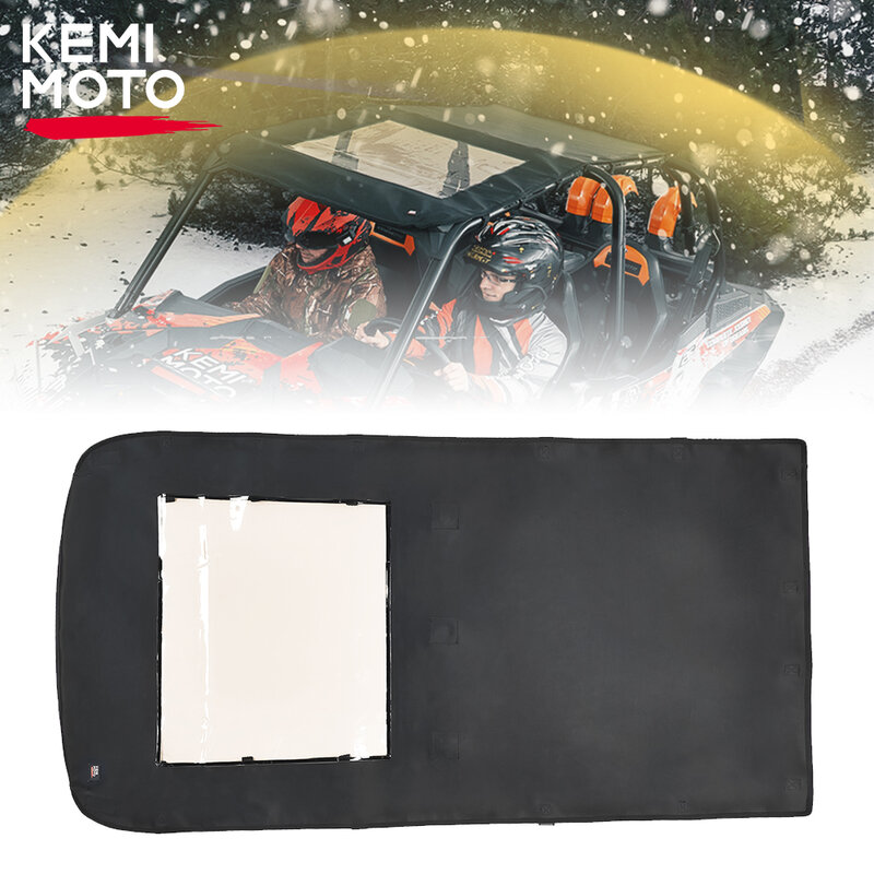 UTV 1680D Oxford Fabric Roof Top Black Roof Compatible with Polaris RZR XP 4 1000/ 4 Turbo / 4 900 Waterproof Sunshade 2014-2023