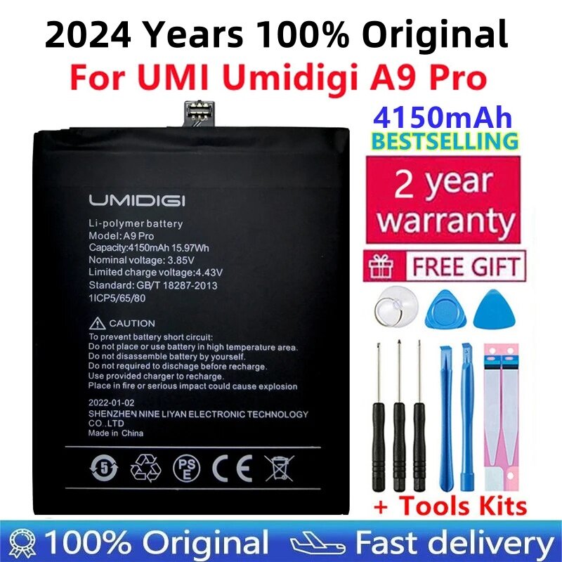 UMI Umidigi A9 프로 배터리, UMIDIGI A9 프로 A9Pro 용 오리지널 휴대폰 배터리, 2024 년 100%, 4150mAh