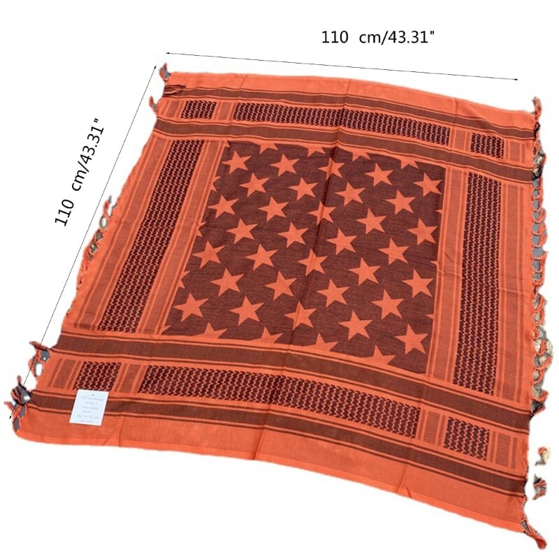 Тактический шарф Shemagh для взрослых с жаккардовым узором в виде звезды Ближневосточный арабский шарф