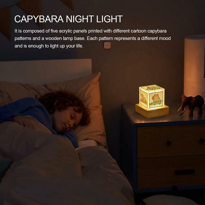 Veilleuse de Pépinière d'Animaux Mignons, Lampe de Nuit Capybara AdtosCapybara, Décorations de Table, USB 62, Portable
