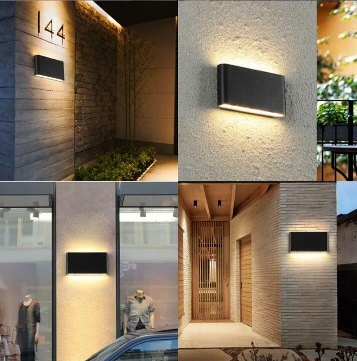 Lampu Dinding IP65 tahan air 24W LED lampu dinding Modern dalam ruangan/luar ruangan dekorasi atas bawah kepala ganda lampu dinding aluminium NR-10