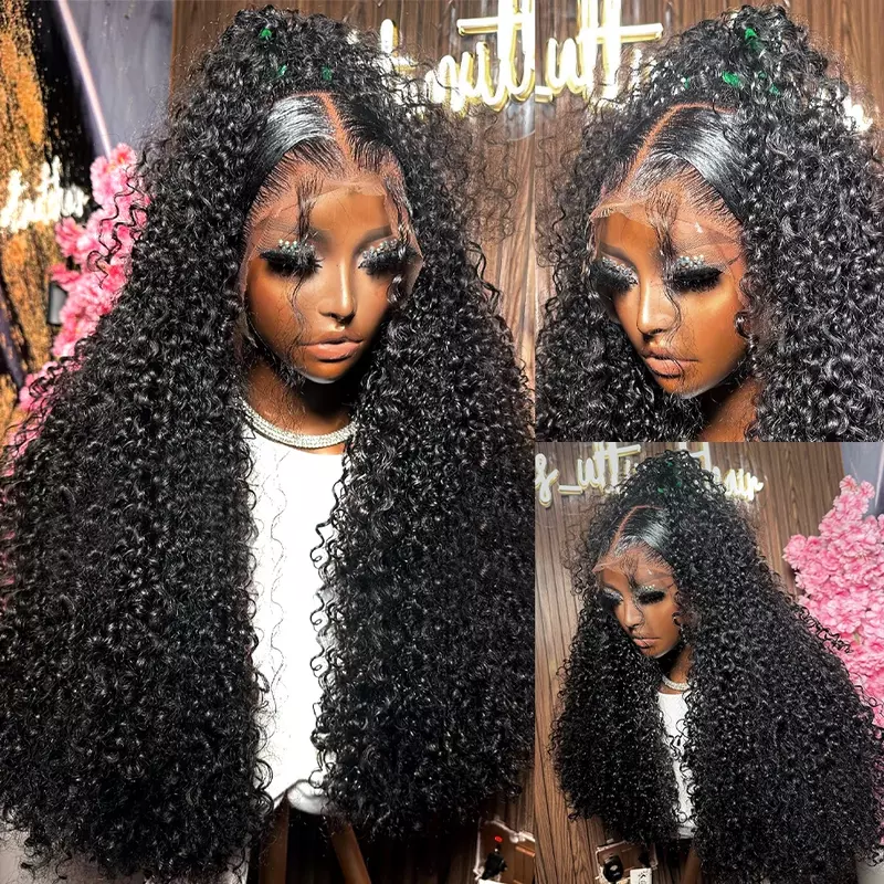 40-calowe brazylijskie kręcone wodne 13x4 13x6 Hd Lace Front Human Hair Wigs 4x4 5x5 HD Deep Wave Glueless Lace Frontal Wig for Women