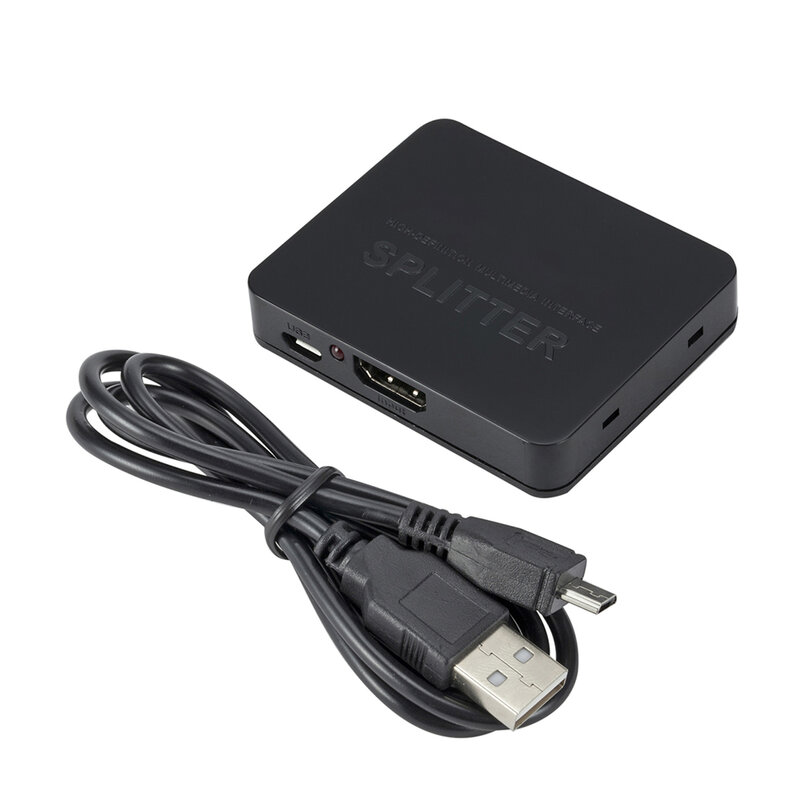 Divisor de áudio e vídeo compatível com HDMI, amplificador de sinal de potência para PS3, Xbox, HDTV, DVD, 1 em 2 saídas HD, 4K