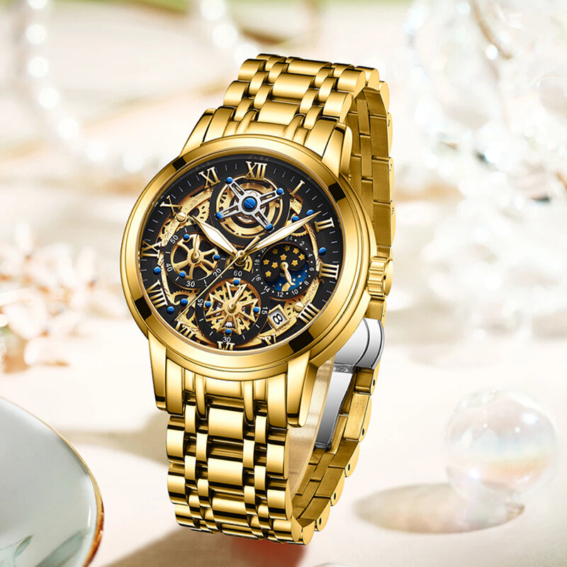 LIGE-reloj de cuarzo minimalista para mujer, accesorio de lujo, resistente al agua, de oro rosa