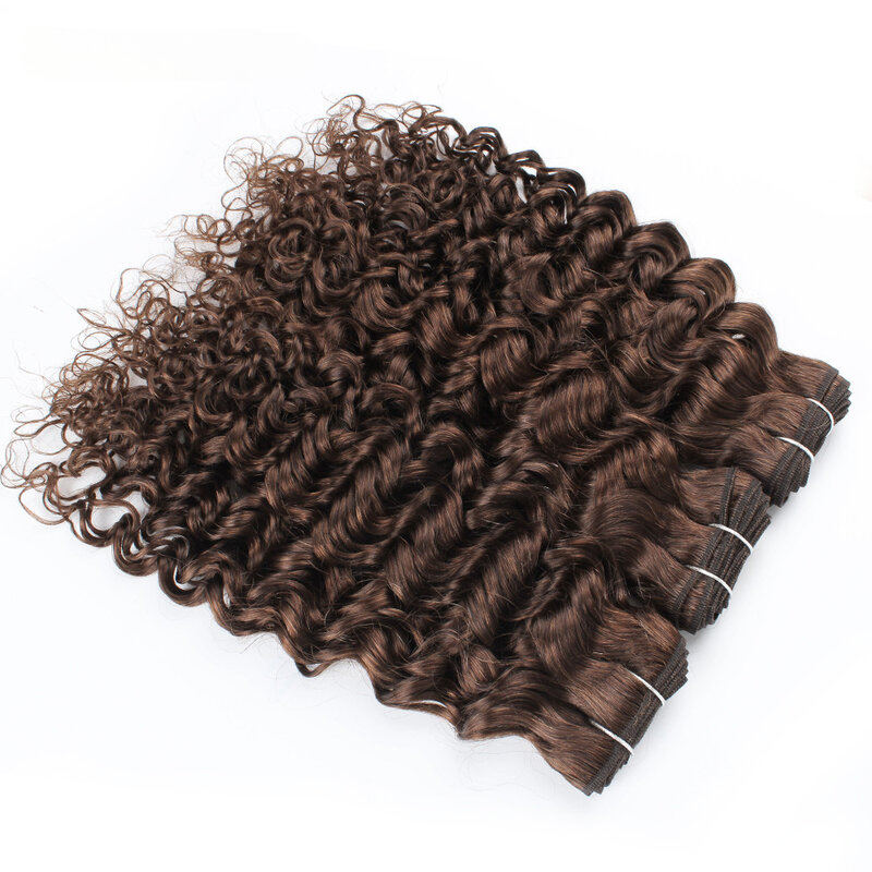 2/3 Bundels Chocolade Bruin Water Wave Remy Human Hair Weave Extensions 10-24 Inch Kwaliteit Soft No Tangle Mogul haar