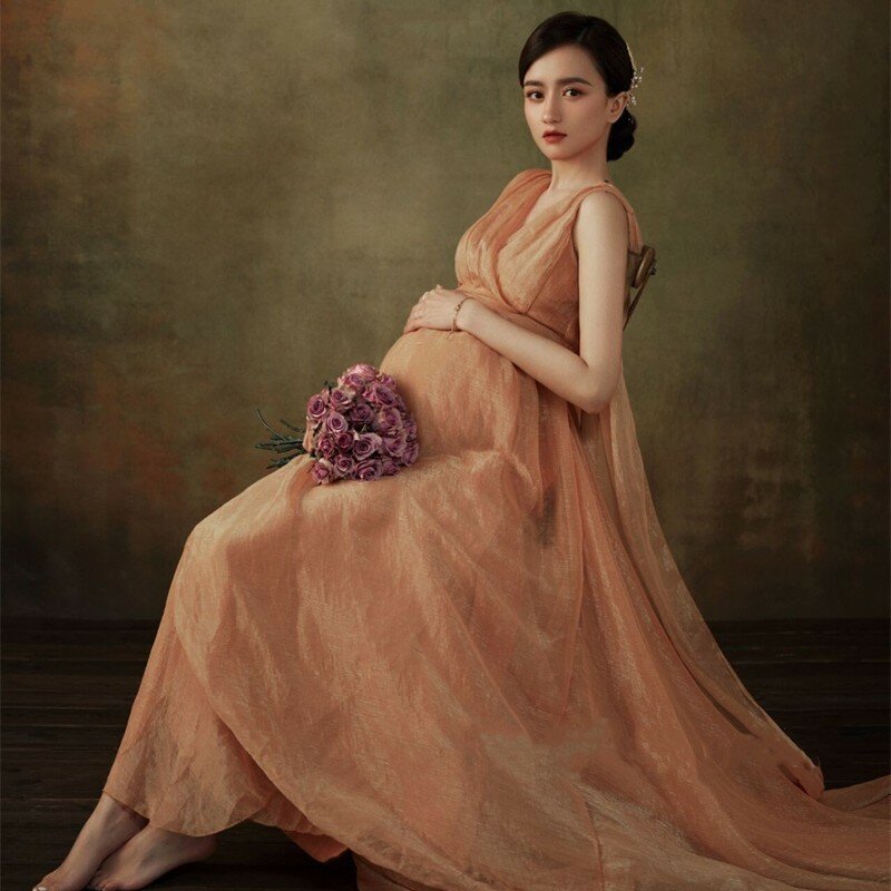 Платье для беременных с V-образным вырезом, без рукавов
