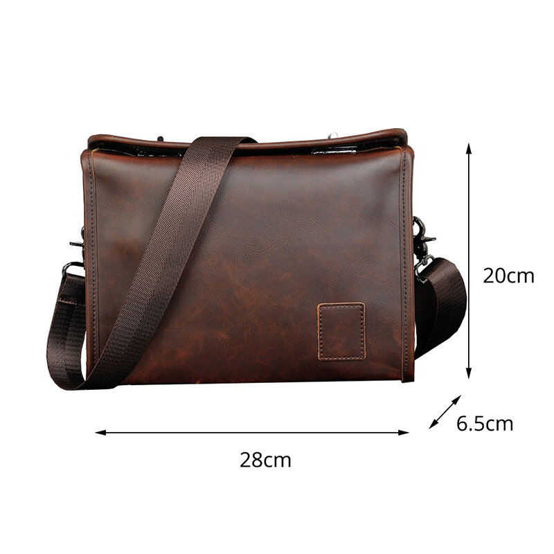 Crazy Horse PU Leather Men Briefcase Brand Luxury Men's Messenger Bag Male Laptop Bag Business Fashion Shoulder BrownTravel Bag