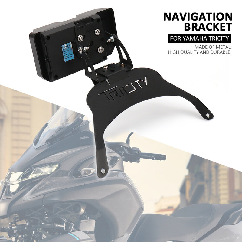 야마하 트리시티 오토바이 휴대폰 홀더 스탠드, GPS 네비게이션 플레이트 브래킷, 블랙 무선 충전 액세서리, 신제품
