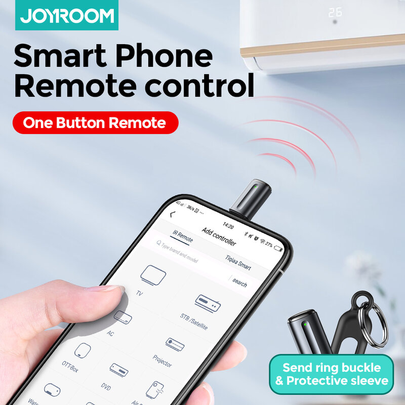 Joyroom 전화 적외선 송신기 TV 박스 에어컨 원격 제어 앱 미니 어댑터, 아이폰 c형 스마트폰용