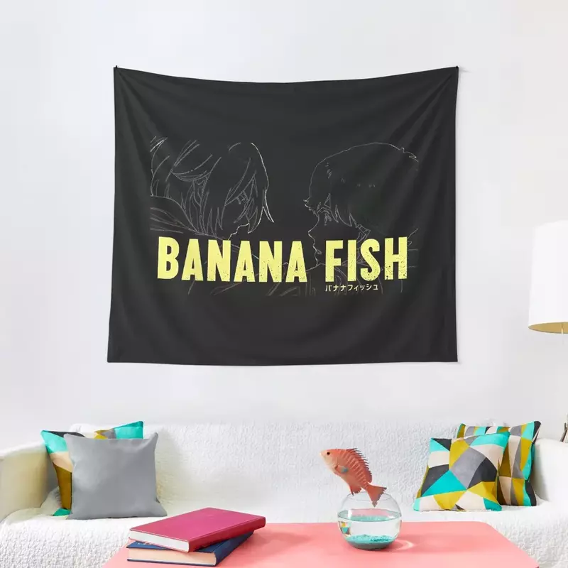 Banana Fish Silhouette Tapeçaria, murais decorativos, tapeçarias estéticas, Home Decor