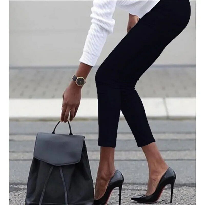 Леггинсы женские большого размера, повседневные брюки-карандаш в европейском и американском стиле, плотные модные комбинированные брюки, 3XL, Осень-зима