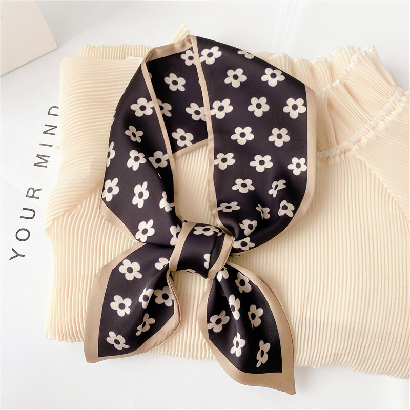 Lenço de seda longo feminino magro pescoço faixa de cabelo gravata design impressão lady foulard fita cachecóis bandana 2022 novo