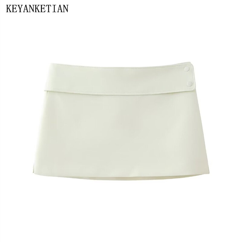 KEYANKETIAN 2024 New Launch Women's With Belt Decoration Low-Rise Mini Skirt Summer Side Zipper Slim Skinny Straight Slit Skirt