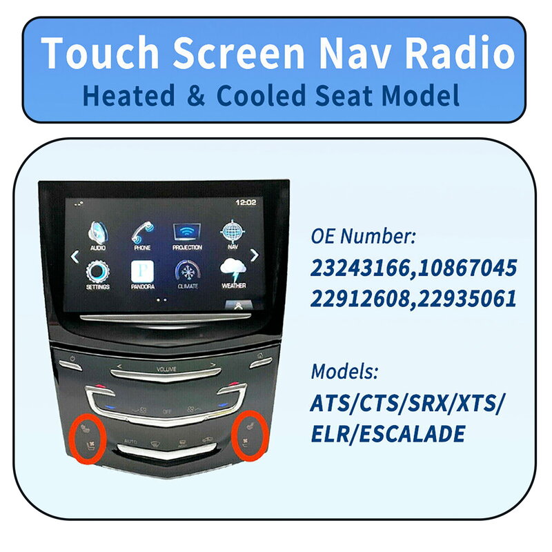 1PC CUE System Touch Screen Nav Radio per Cadillac ATS CTS ELR SRX XTS 23243166 20867045 22912608 22935061 22980207