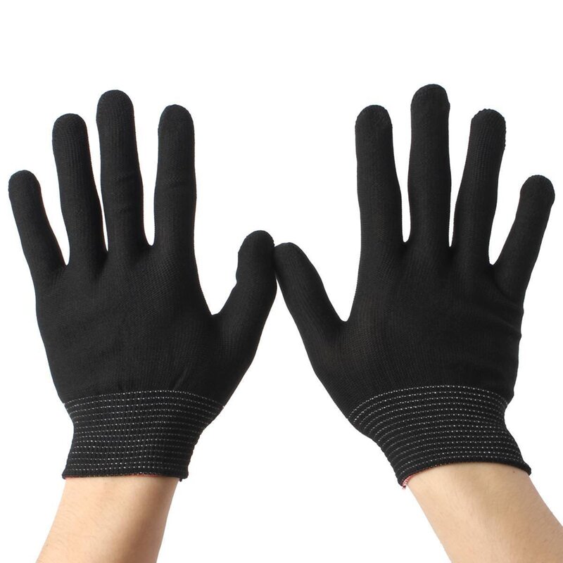 2 pasang sarung tangan kerja nilon antistatik sarung tangan nilon, HITAM