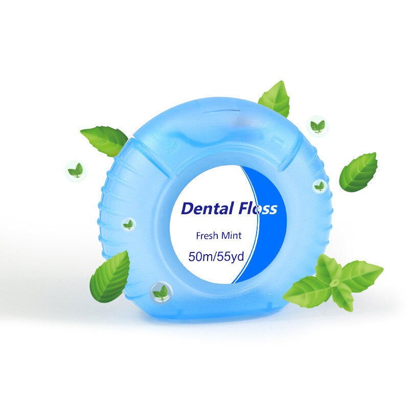 1 Rolle 50m Zahnseide Mundhygiene Zähne Reinigung Wachs Minze aromatisiert Zahnseide Spule Zahnstocher Zahnseide