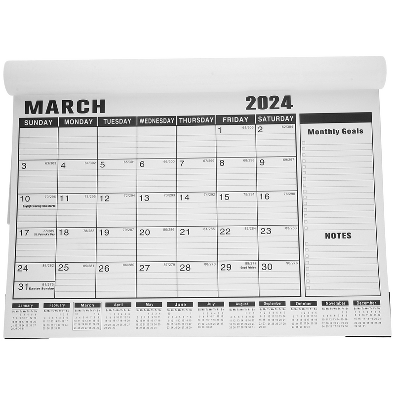 Настольный календарь, прочная подвесная настенная бумага для домашнего пользования на английском языке 2024, стол, офисная комната, ежедневный