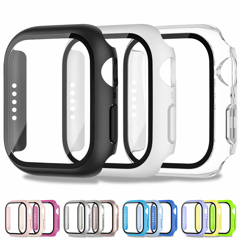 Cubierta de vidrio templado para funda de Apple watch, Protector de pantalla de 45mm, 41mm, 44mm, 40mm, 42mm, accesorios para iWatch serie 9, 4, 5, 6, SE, 7, 8