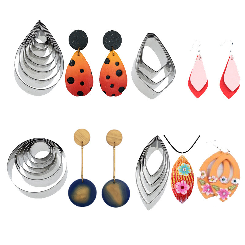 Polymer Clay Cutter for Earrings, Drop Round Dangle, Stainless Steel Pendant, Jewelry Cutting Mold, DIY Earrings, 20Pcs