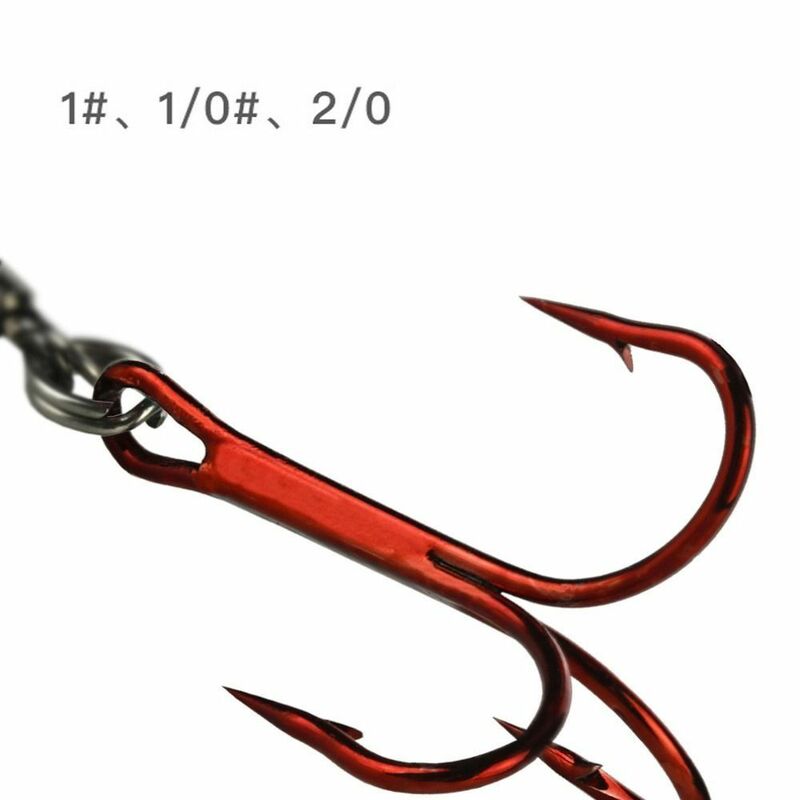 3pcs/Bag High Carbon Steel Fishing Hooks Round Bent Fish Red Hooks 3-color 1#/1/0# Treble Hook Saltwater Bass