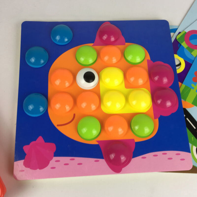 Mainan buatan tangan kartun jamur kuku DIY mainan edukasi montesori anak cerdas 3D Puzzle permainan papan Jigsaw hadiah