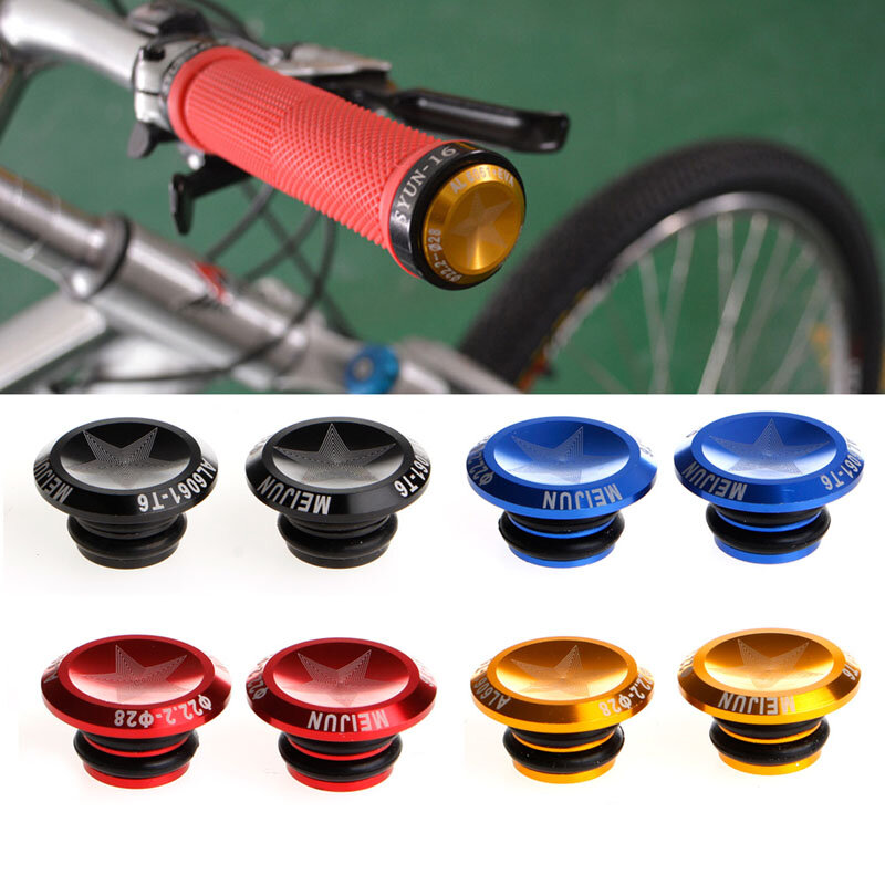 2 Pcs Aluminum Alloy  Handlebar End Caps Grip Bar End Caps for MTB Bikes