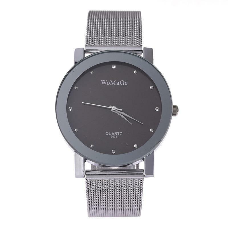 Womage 패션 커플 시계, 캐주얼 화이트 다이얼 실버 메쉬 밴드 쿼츠 손목 시계 남성 여성 최고의 선물 2023