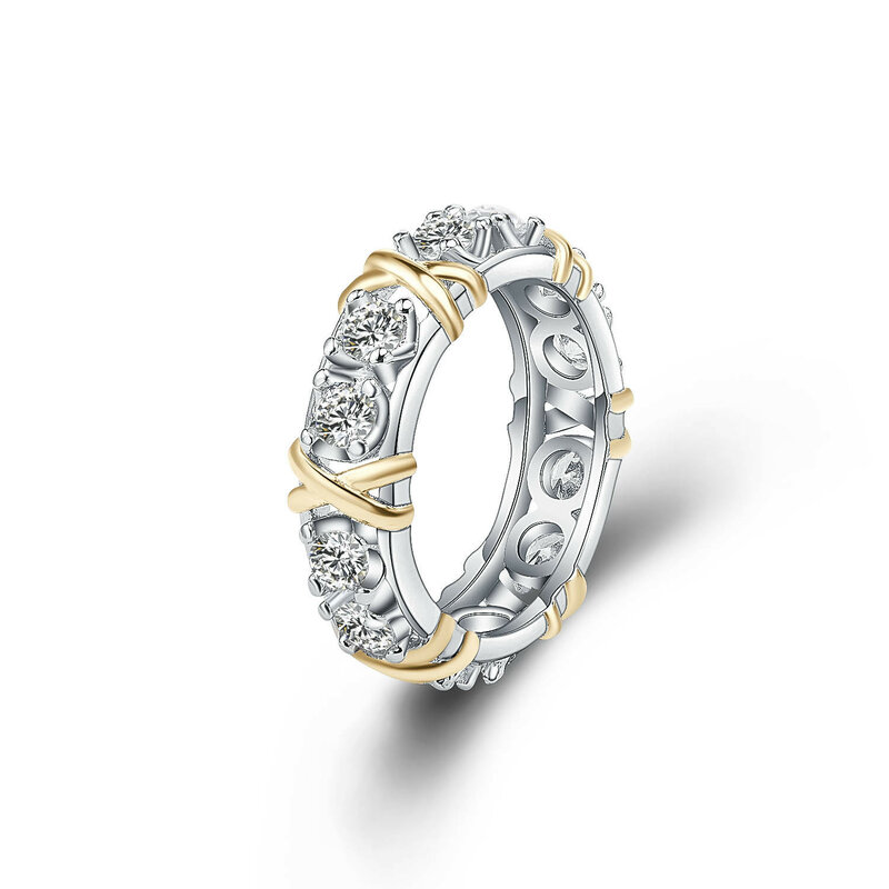 925 Sterling Silver Incrustados Anéis De Zircão Para As Mulheres, Separação De Ouro, Glamour Jóias, Noivado, Presentes De Casamento