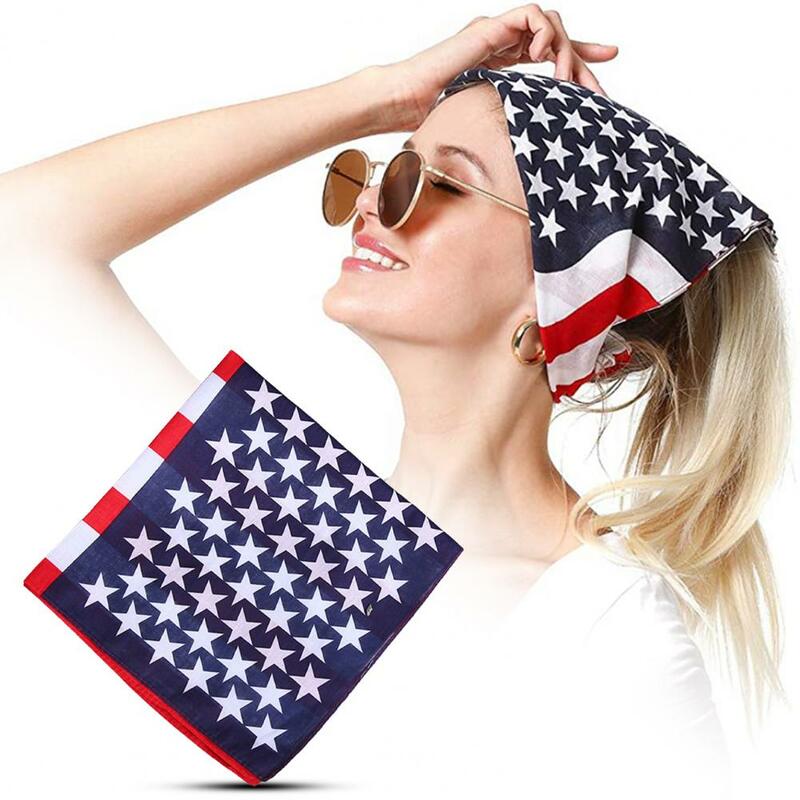 Квадратный шарф для велоспорта оверлок дизайн ветрозащитный унисекс модный головной платок в полоску с американским флагом звездным принтом хип-хоп
