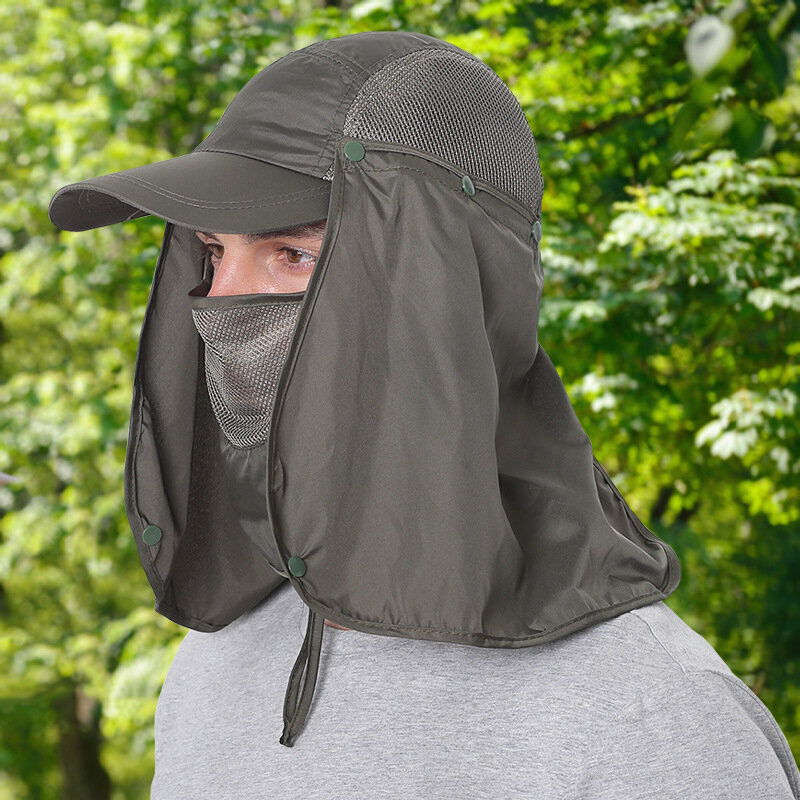 Topi Matahari Memancing Musim Panas Tutup Kepala Masker Wajah Penuh Leher Anti UV Cepat Kering Topi Wanita Tahan Air Topi Hiking Luar Ruangan Sejuk Pria