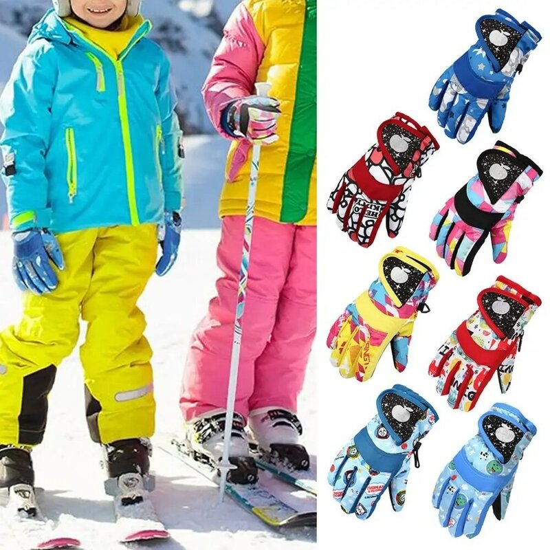 Ветрозащитные детские лыжные перчатки, новые модные водонепроницаемые Утепленные зимние теплые Нескользящие варежки для сноуборда