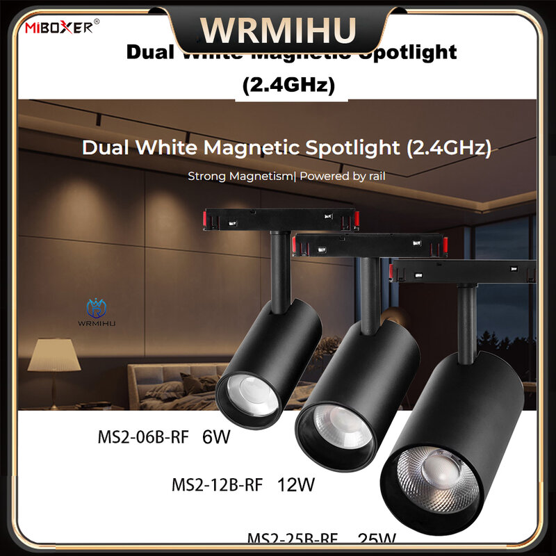 Miboxer DC48V inteligentny podwójny Whte magnetyczny reflektor 2.4G Hz RF 6W 12W 25W przewodnik szyna oświetleniowa dla oświetlenie tła